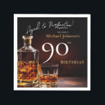 Elegant Whiskey Black Gold 90th Birthday Party Nap Napkin<br><div class="desc">Elegant Whiskey Black Gold 90th Birthday Party Napkins. Raise a toast to elegance with our milestone birthday invitation design, a perfect blend of sophistication and celebration. The black and gold accents set the stage for a classy affair, reminiscent of aged whiskey in its rich hues. This invitation exudes a timeless...</div>