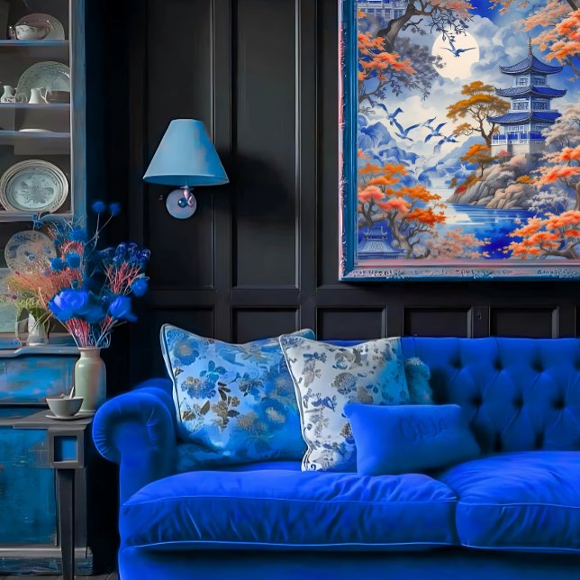 Elegant Whispers of Cobalt Blue Oriental Decoupage Tissue Paper (Creator Uploaded)