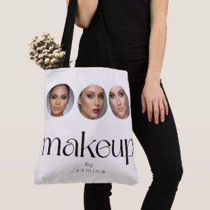 Elegant White 3 Photo MUA Makeup Artist Tote Bag