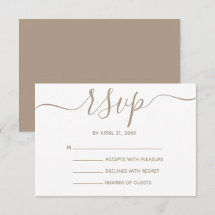 Elegant White and Beige Script RSVP Cards