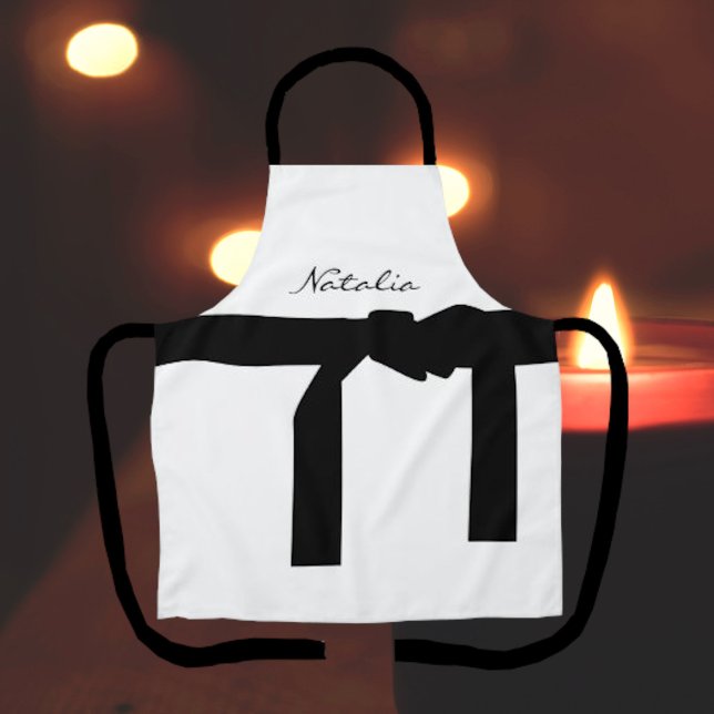 Elegant White and Black Apron with Sash (Creator Uploaded)