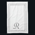 Elegant White and Black Monogrammed Tea Towel<br><div class="desc">Elegant White and Black Monogrammed Kitchen towel</div>