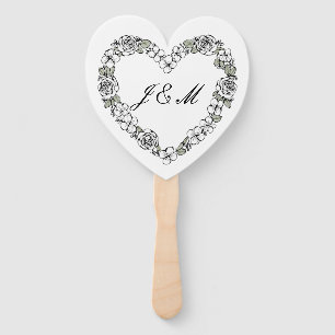 Elegant White and Black Script Wedding Fan