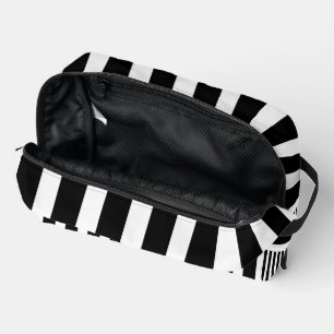 Elegant White and Black Striped Dopp Kit for Stora