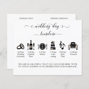 Elegant White and Black Wedding Timeline, Program