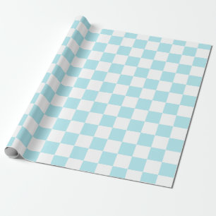 Elegant White and Blue Chequerboard  Wrapping Paper