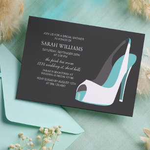 Elegant White and Blue Shoes Bridal Shower Invitation