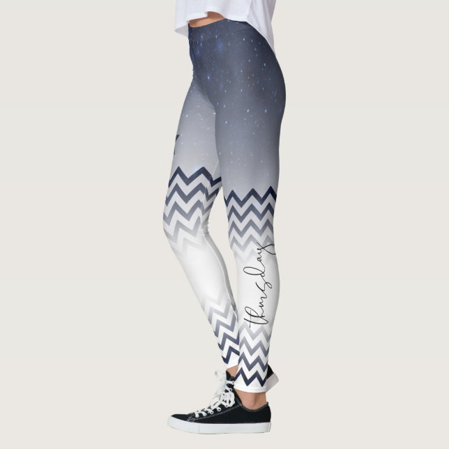 elegant white and blue with zigzag leggings (Left)