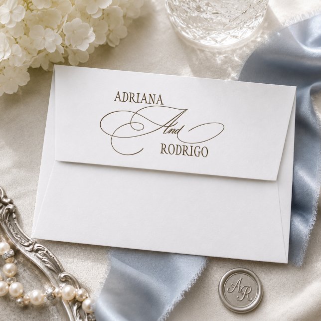 Elegant White and Brown Calligraphy Wedding Envelope (Creator Uploaded)