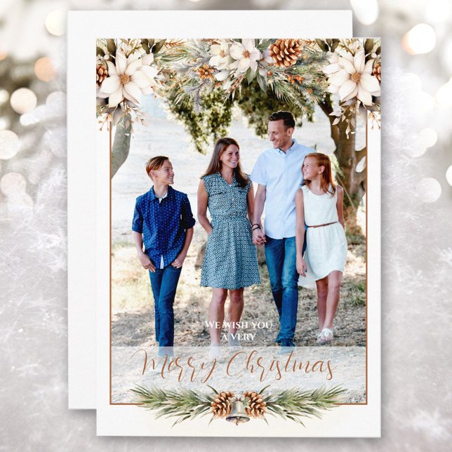 Elegant White and Cream Photo Christmas Card (Elegant White and Cream Photo Christmas Card)