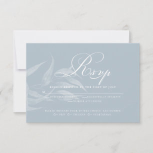 Elegant White and Dusty Blue Foliage RSVP Card