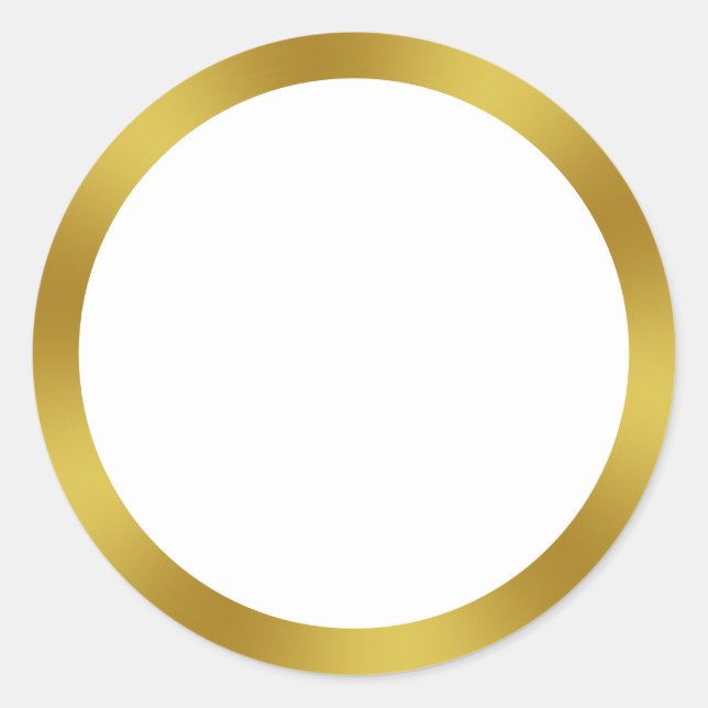 Elegant White and Faux Gold Border Classic Round Sticker (Front)