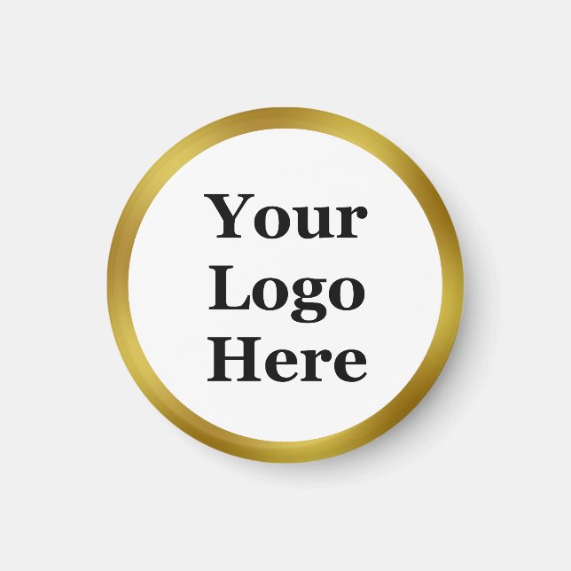 Elegant White and Faux Gold Your Logo Here  Magnet (Front)