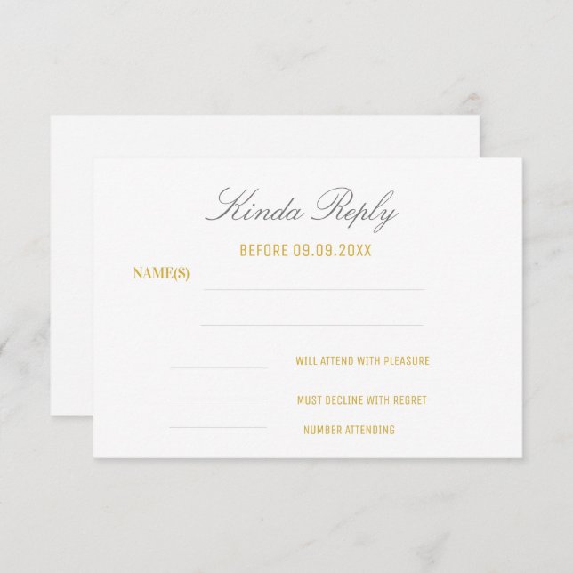 Elegant White and Gold Birthday Response  (Front/Back)