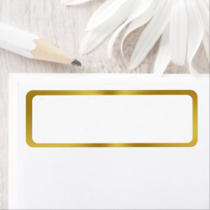 Elegant White and Gold Border Blank Return Address Label