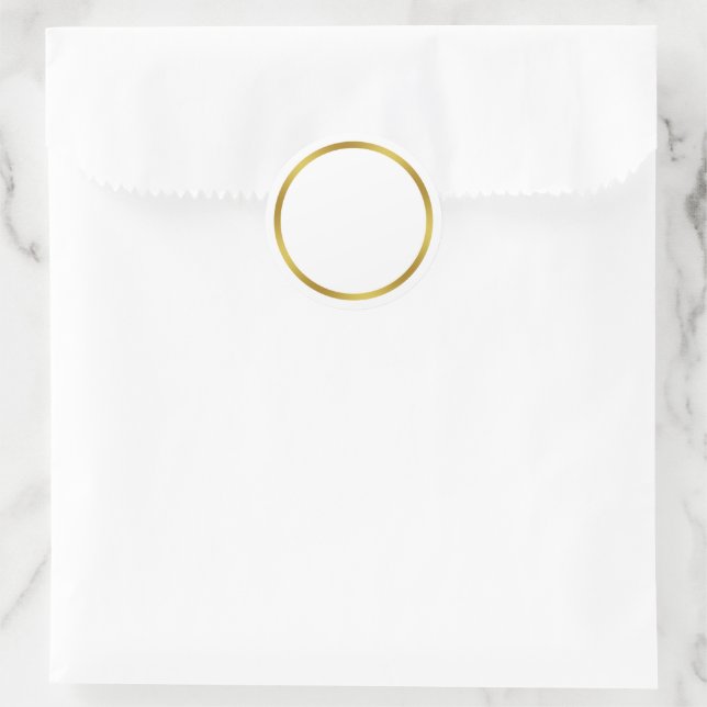 Elegant White and Gold Border Classic Round Sticker (Bag)