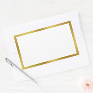 Elegant White and Gold Border Rectangular Sticker