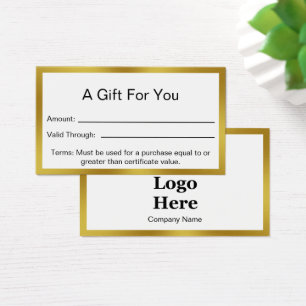 Elegant White and Gold Business Gift Certificate