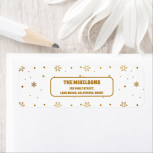 Elegant White and Gold Christmas Return Address Label