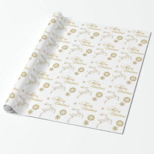 Elegant White and Gold Christmas Wrapping Paper
