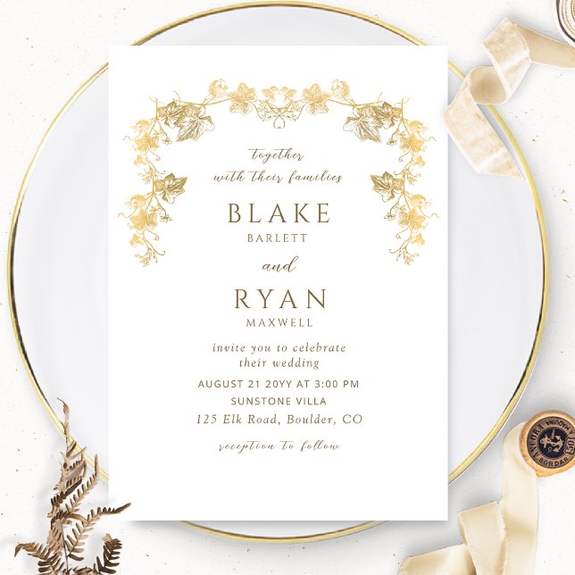 Elegant White and Gold Enchanting Wedding  Invitation (Creator Uploaded)