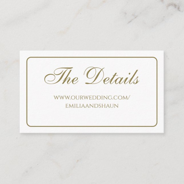 Elegant White and Gold Enclosure Cards (Front)