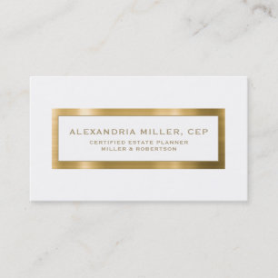 Elegant White and Gold Estate Planning Business Card