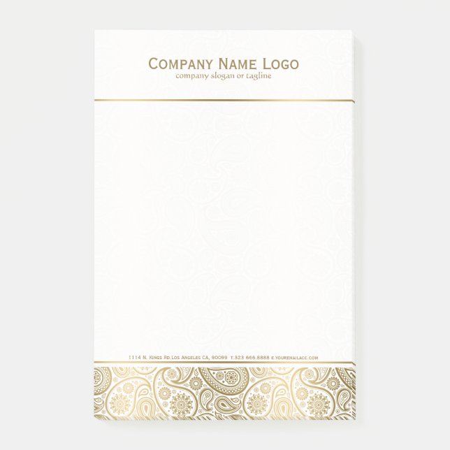 Elegant White And Gold Floral Paisley 2 Post-it Notes (Front)