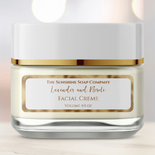 Elegant White and Gold Foil Cosmetics Jar Label Return Address Label