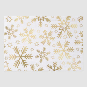Elegant White and Gold Foil Snowflakes Christmas Tissue Paper