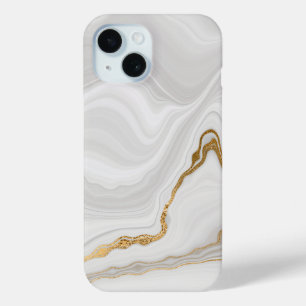 Elegant White And Gold Marble iPhone 15 Case