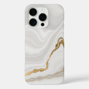 Elegant White And Gold Marble iPhone 16 Pro Case