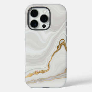 Elegant White And Gold Marble iPhone 16 Pro Case