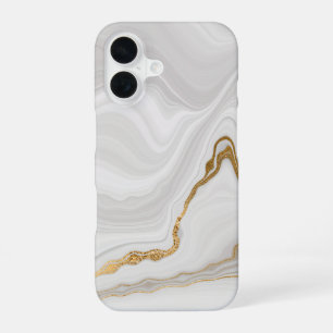 Elegant White And Gold Marble iPhone 16 Case