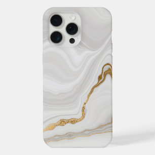 Elegant White And Gold Marble iPhone 15 Pro Max Case