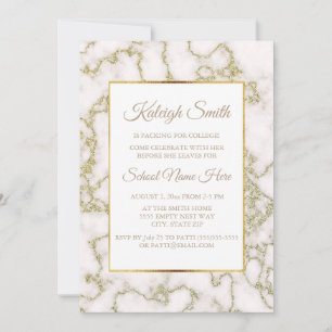 Elegant White and Gold Marble Trunk Party Invite