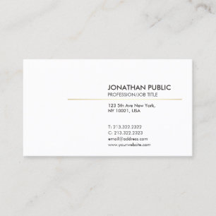 Elegant White and Gold Minimalistic Plain Modern Business Card