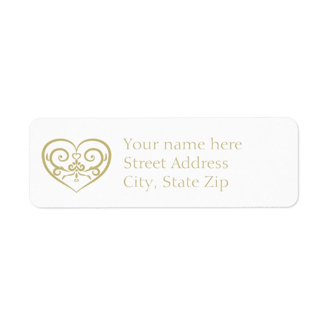Elegant White and Gold Monogram Return Address Label (Front)