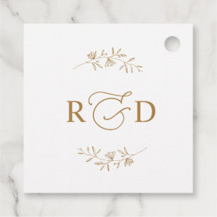 Elegant White and Gold Monogram Wedding Thank You Favour Tags