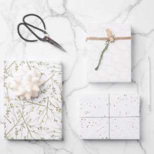 Elegant White and Gold Pattern Wedding Wrapping Paper Sheet