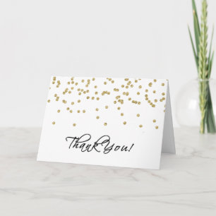 Elegant White and Gold Polka-Dots Thank You! You Card