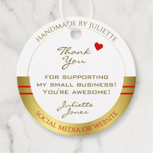 Elegant White and Gold Product Packaging Thank You Favour Tags