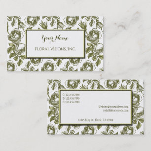 Elegant White and Gold Roses Custom Business Cards