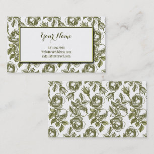 Elegant White and Gold Roses Floral Business Cards