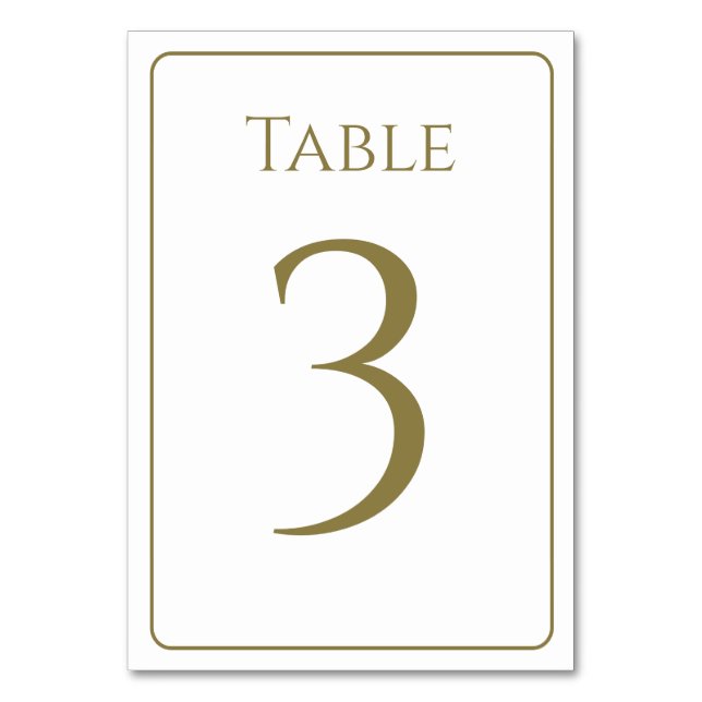 Elegant White and Gold Table Number (Front)