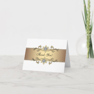 Elegant White and Gold Thank You Cards