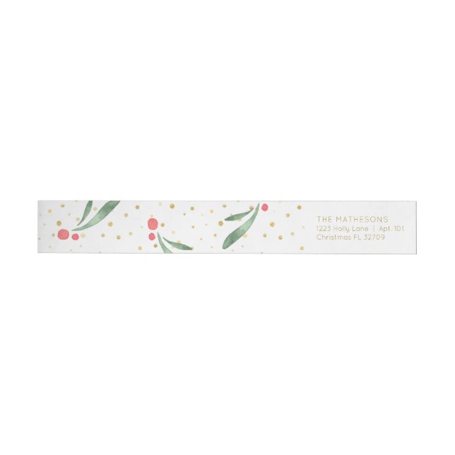 Elegant White and Gold Watercolor Christmas Wrap Around Label (Individual)