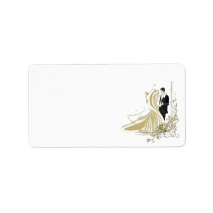 Elegant White and Gold Wedding Address Label