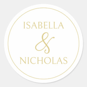 Elegant White and Gold Wedding Envelope Sticker
