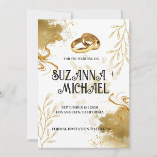 Elegant White and Gold wedding Invitation